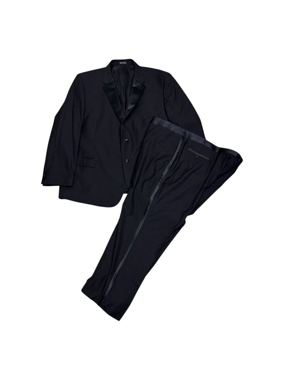 PRONTO UOMO Moores Luxury Designer Formal Business Black Tuxedo Suit Mens 54R
